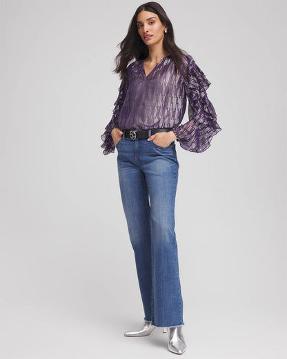 Chico's Georgette Ruffle Sleeve Blouse