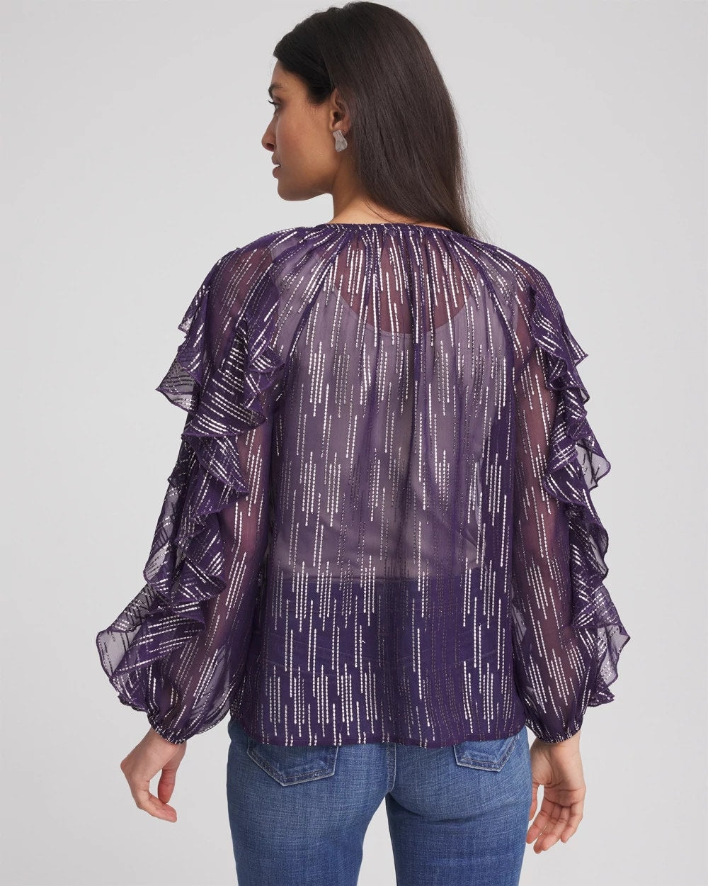 Chico's Georgette Ruffle Sleeve Blouse