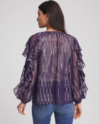 Chico's Georgette Ruffle Sleeve Blouse