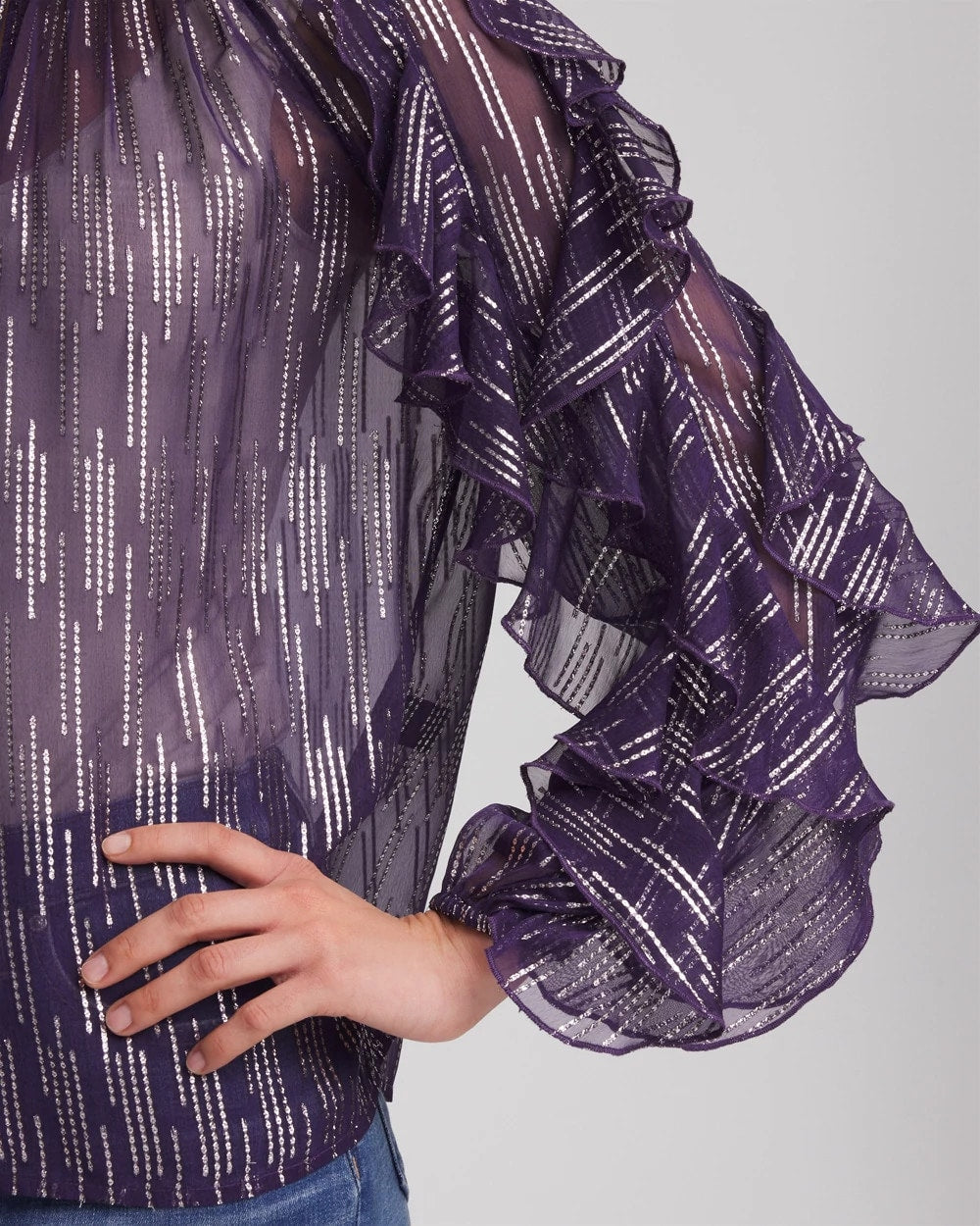 Chico's Georgette Ruffle Sleeve Blouse