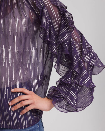 Chico's Georgette Ruffle Sleeve Blouse
