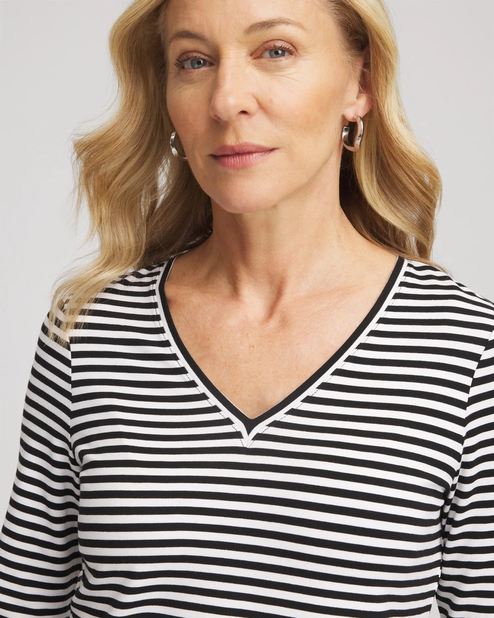 Chico's Striped V-Neck Layering Tee