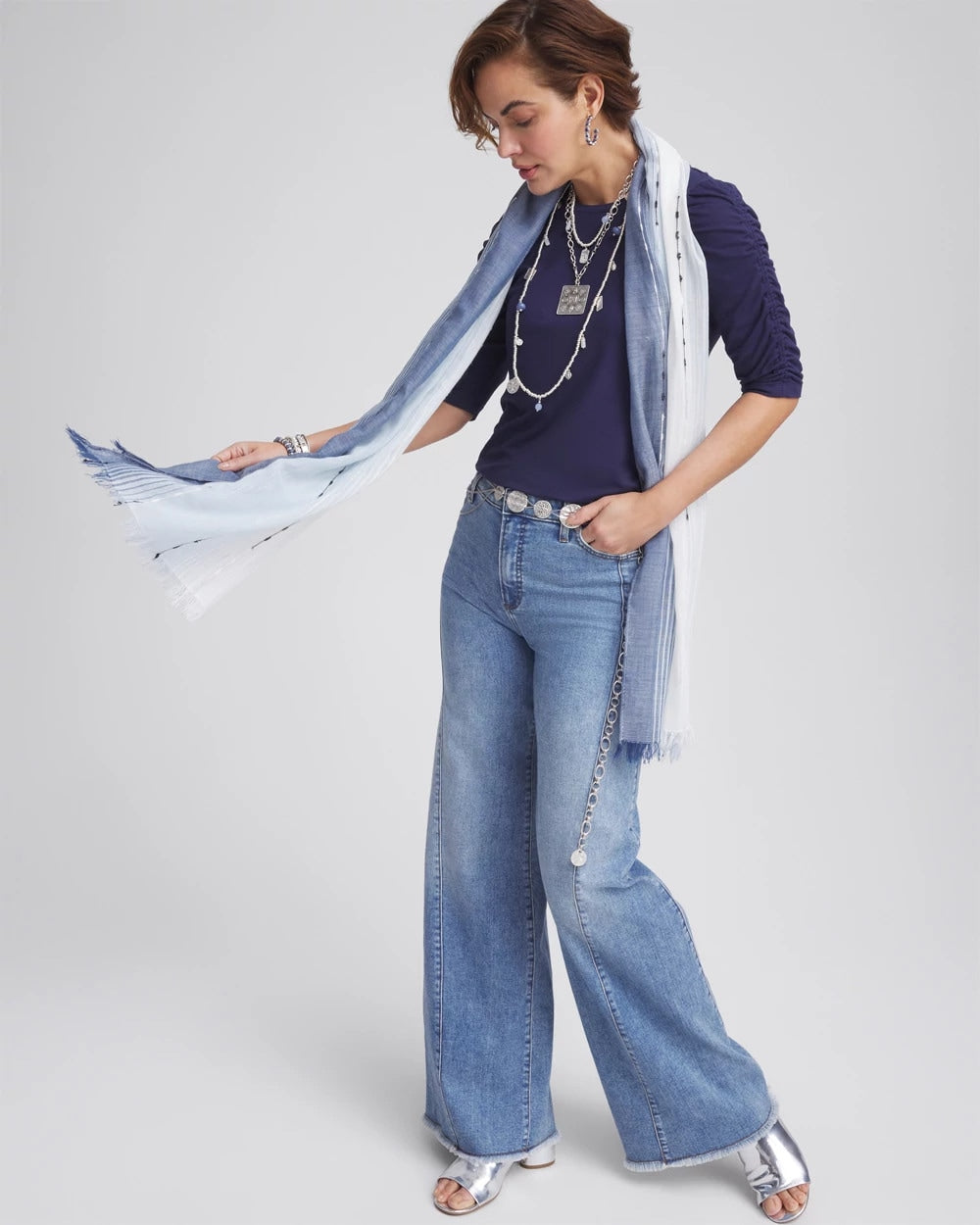 Chico's Ruched Sleeve Knit Tee