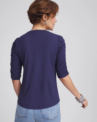 Chico's Ruched Sleeve Knit Tee