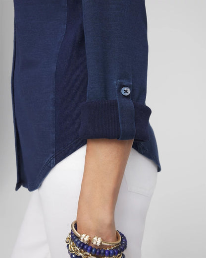 Chico's Collared Henley Denim Top