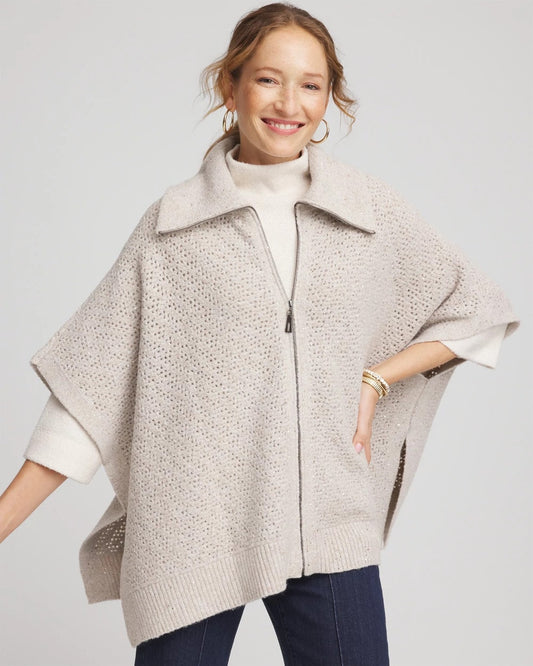 Chico's Zip-Front Collared Ruana