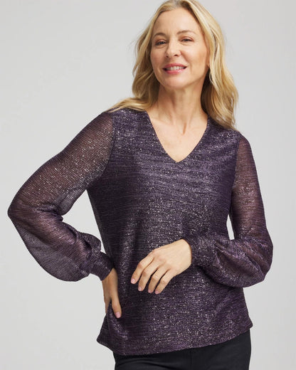 Chico's Foiled Bodre Top