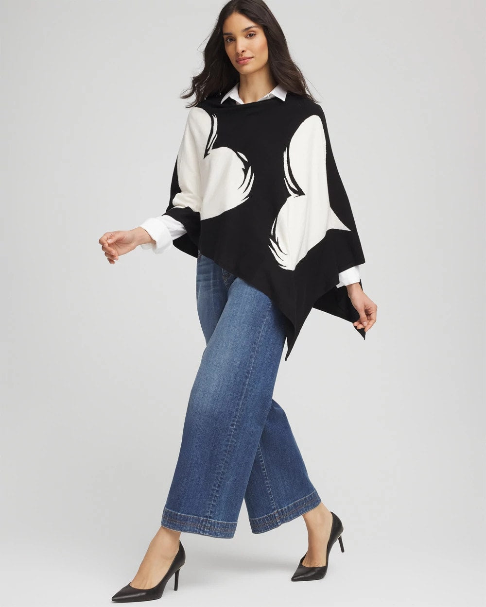 Chico's Love Brush Convertible Sweater Poncho