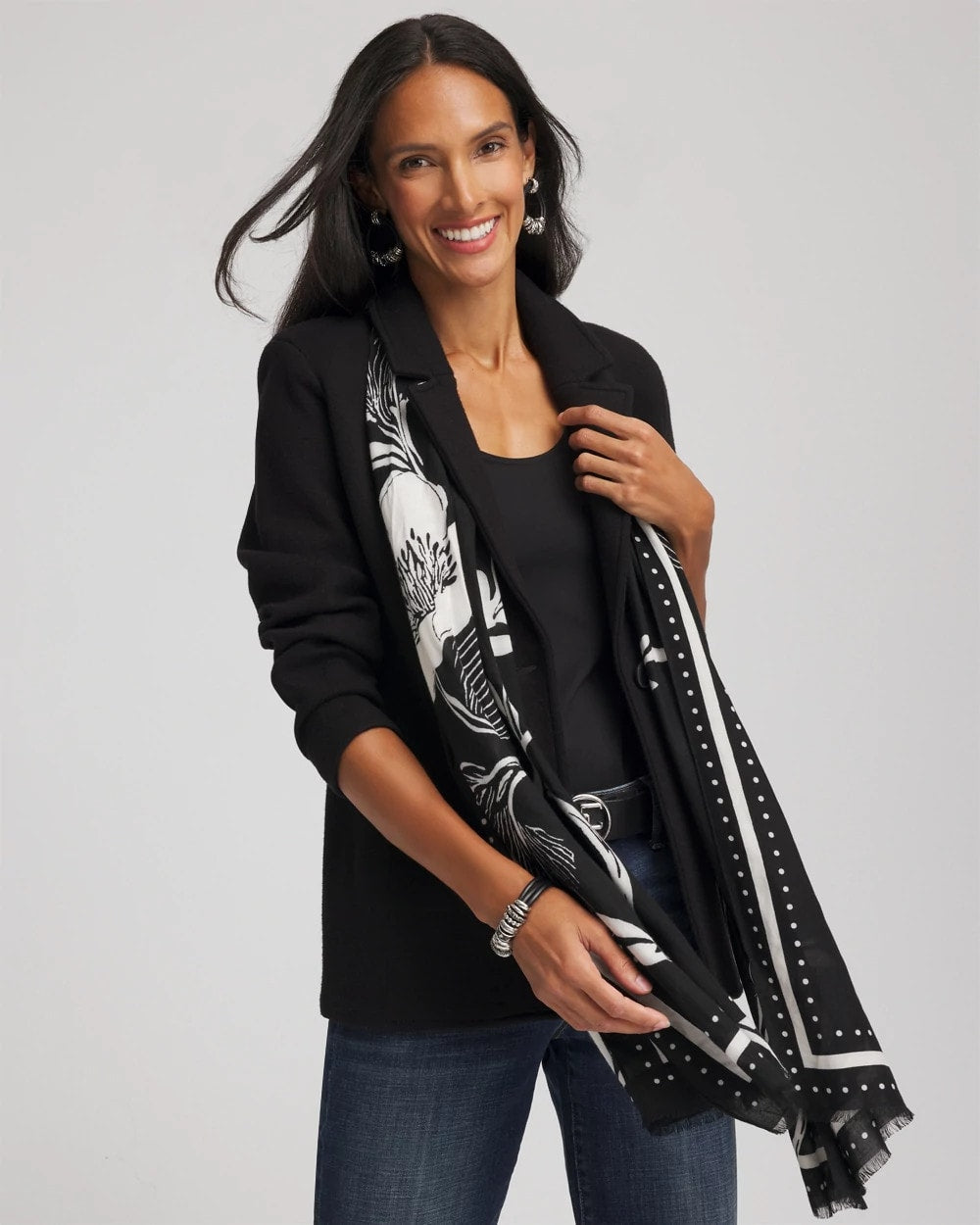 Chico's Floral Woven Oblong Scarf