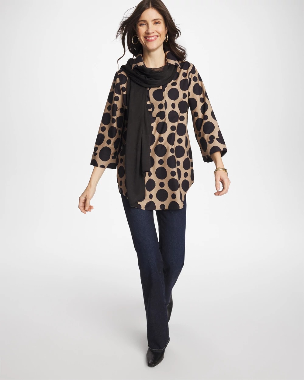 Chico's No Iron™ Stretch Global Dots Popover Tunic