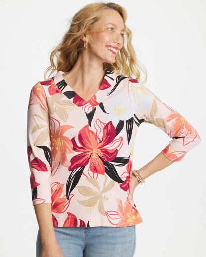 Chico's Pima Cotton 3/4 Sleeve Tee