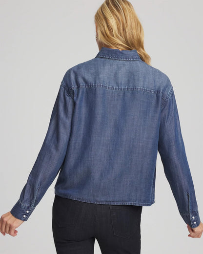 Chico's Embellished Tencel Collar Shirt