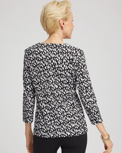 Chico's Pima Crewneck Button Tee