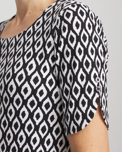 Chico's Printed Pima Elbow Sleeve Tee