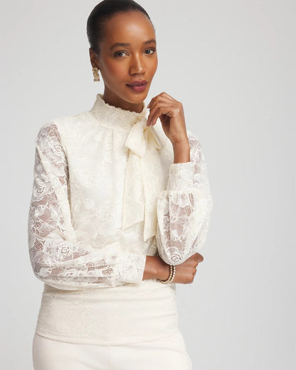 Chico's Tie-Neck Banded-Bottom Top