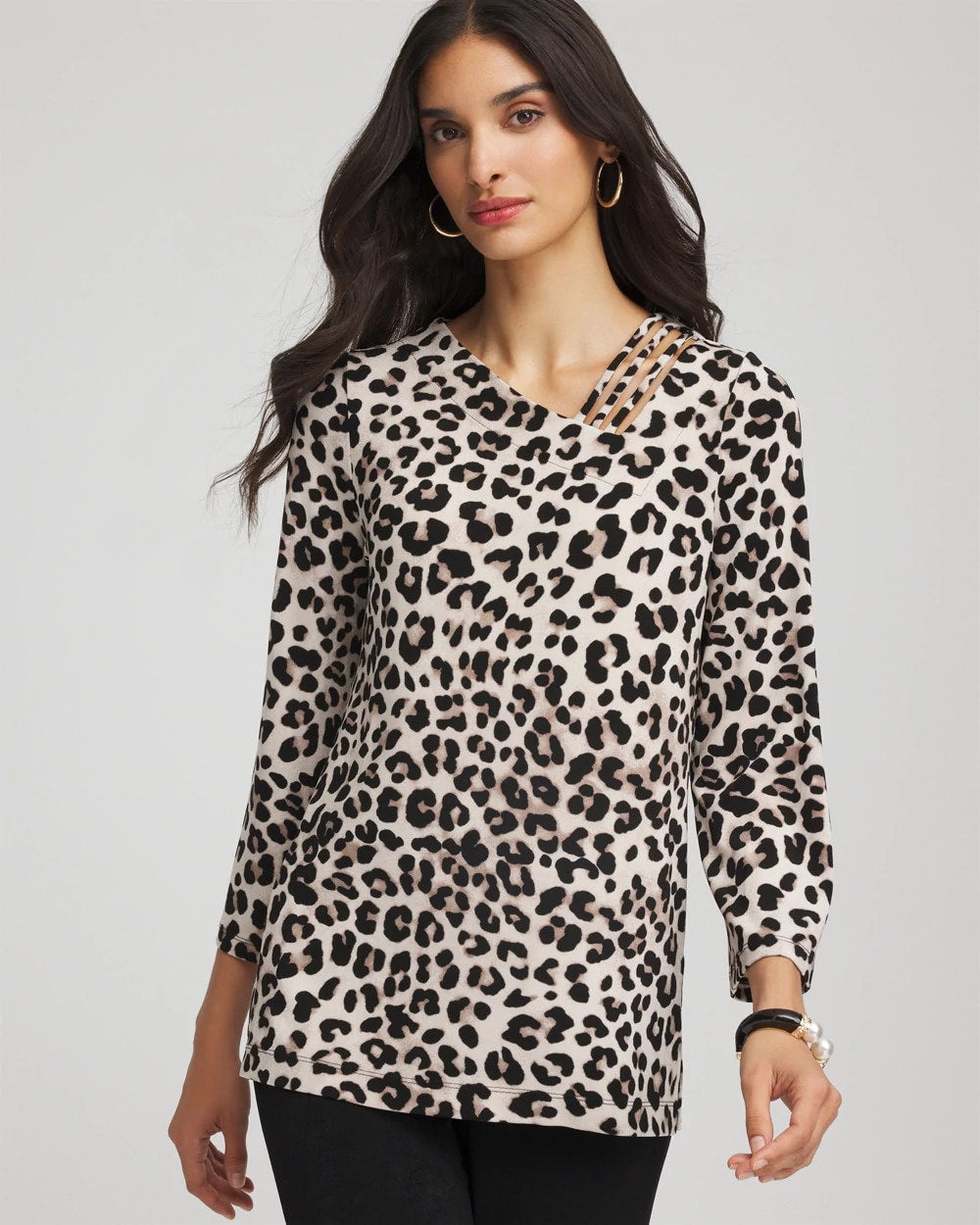 Chico's Travelers™ Animal-Print Lattice Top