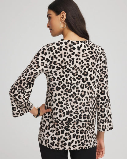 Chico's Travelers™ Animal-Print Lattice Top