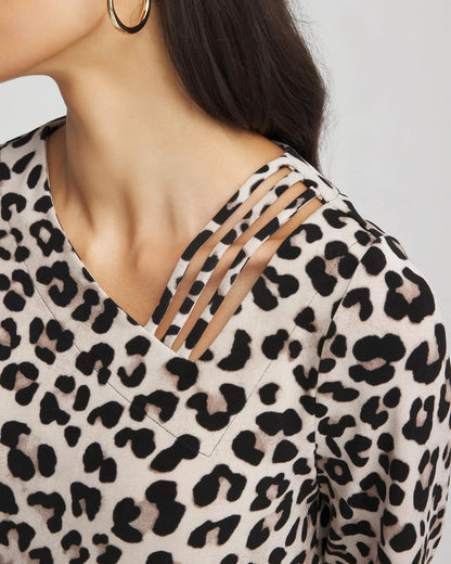 Chico's Travelers™ Animal-Print Lattice Top