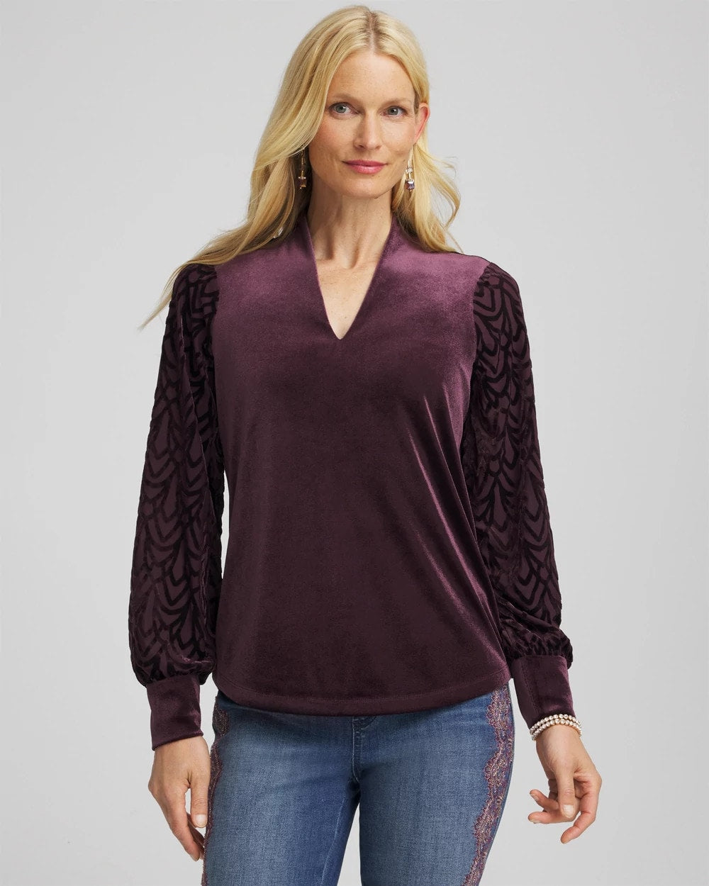 Chico's Art Deco Velvet Burnout Top