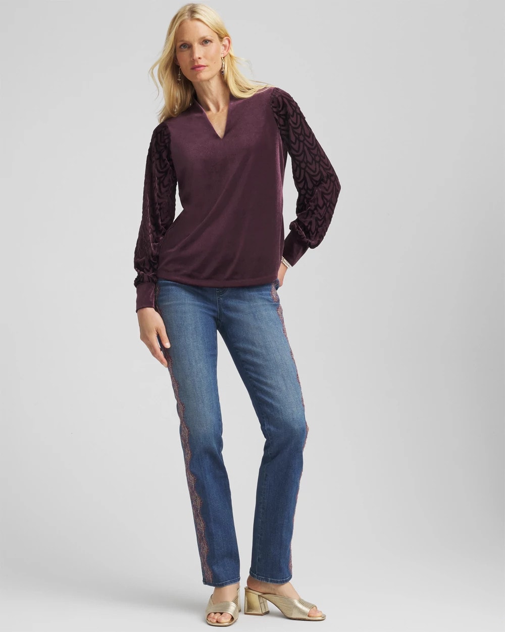 Chico's Art Deco Velvet Burnout Top