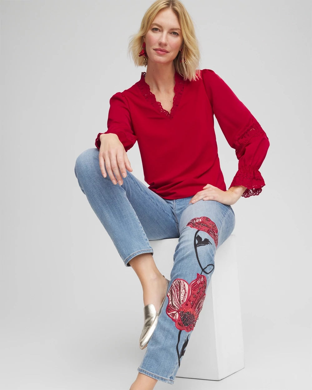 Chico's Lace V-Neck Top