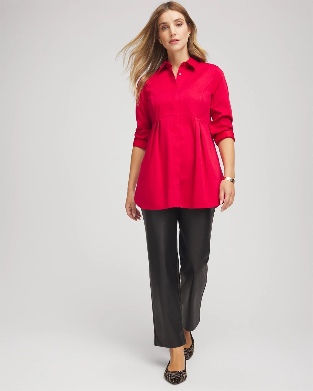 Chico's No Iron™ Peplum Pleated Shirt