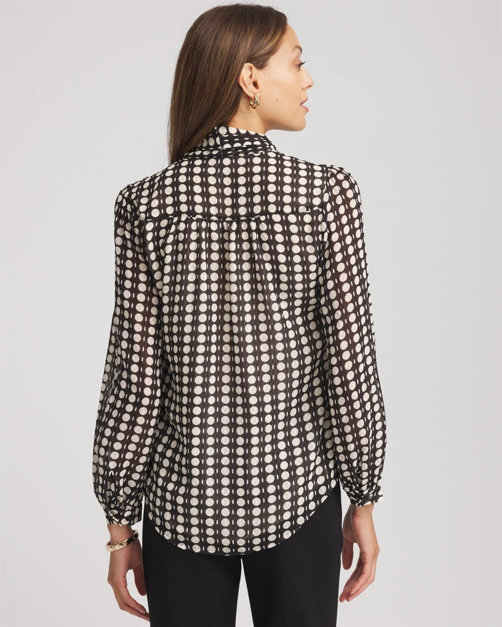 Chico's Clip-Dot Tie-Front Blouse