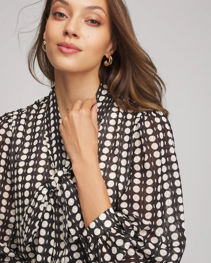 Chico's Clip-Dot Tie-Front Blouse