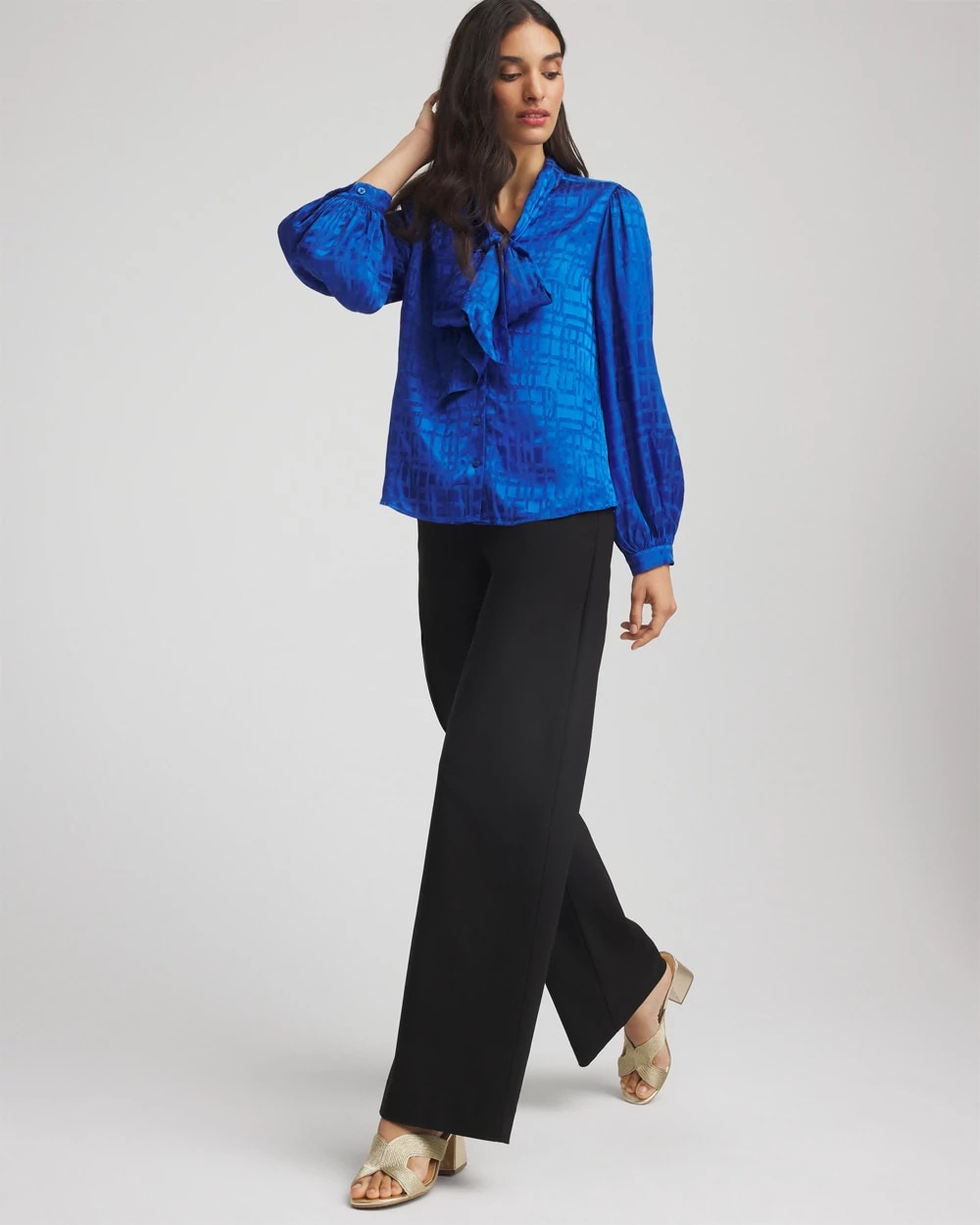 Chico's Jacquard Tie-Front Blouse