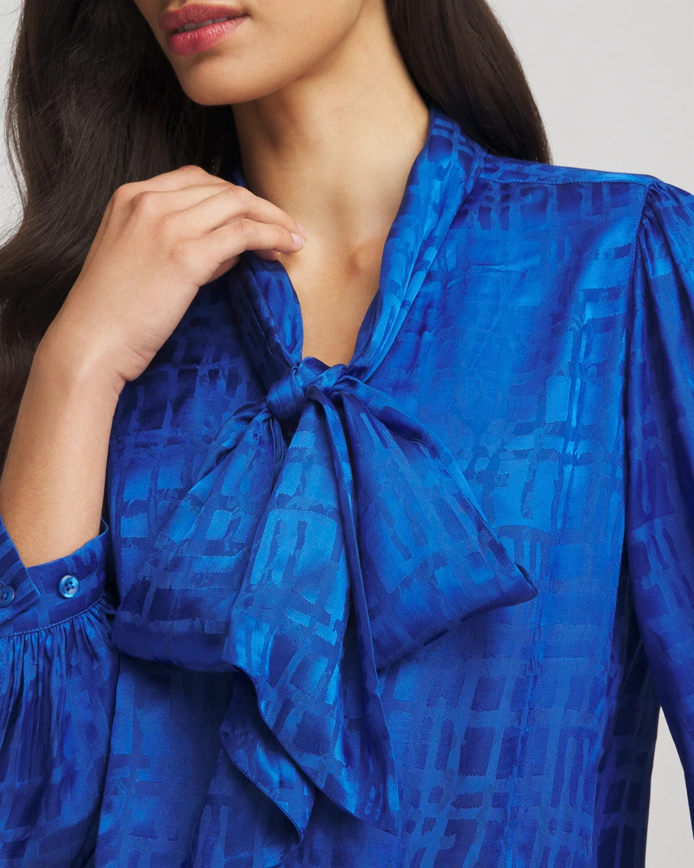 Chico's Jacquard Tie-Front Blouse