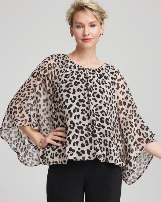 Chico's Travelers™ Animal-Print Bubble-Hem Chiffon Blouse