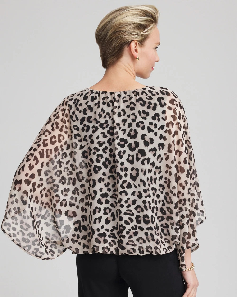Chico's Travelers™ Animal-Print Bubble-Hem Chiffon Blouse
