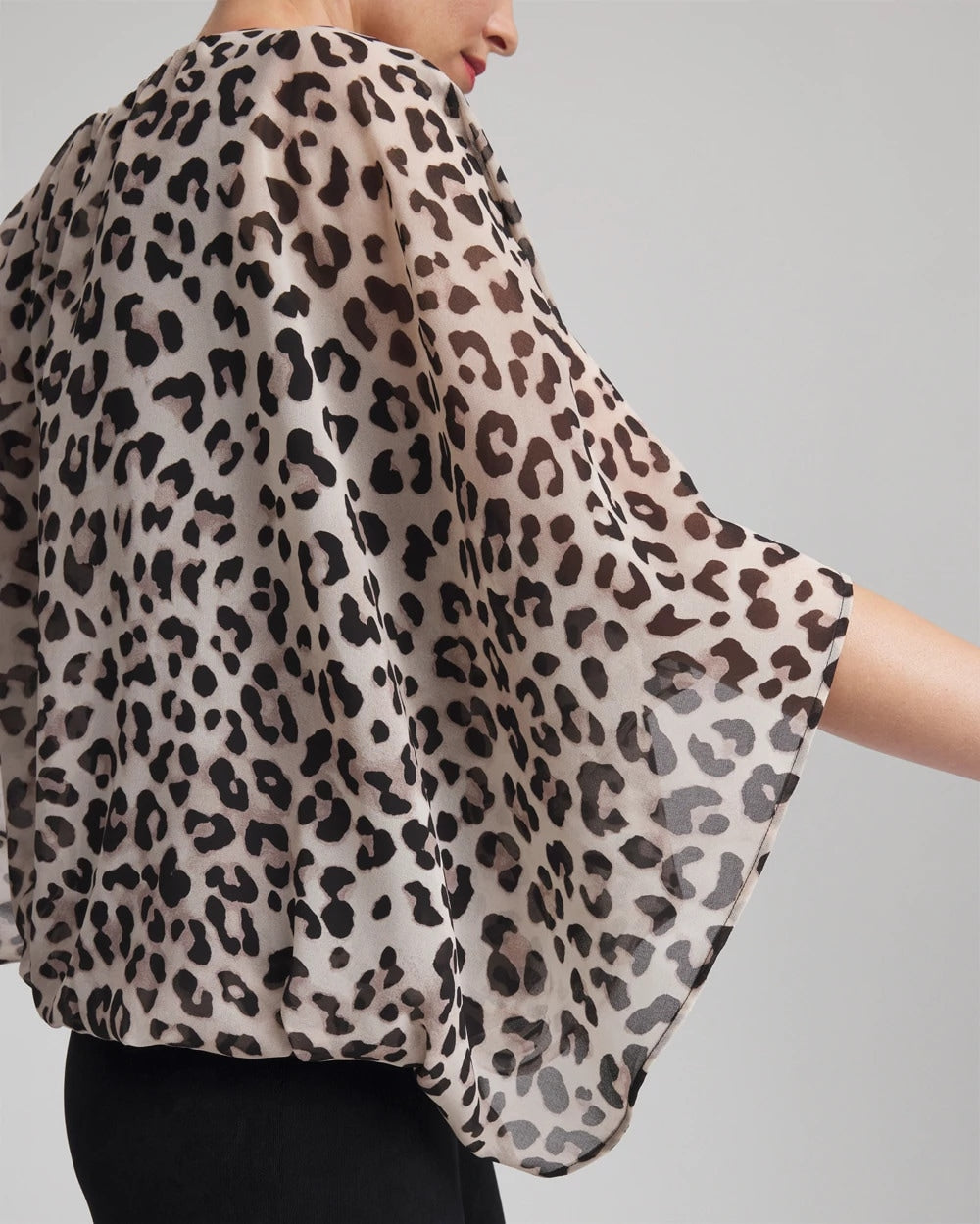 Chico's Travelers™ Animal-Print Bubble-Hem Chiffon Blouse