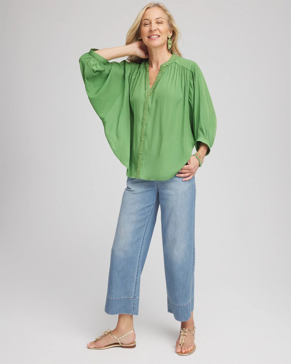 Chico's Braided Batwing Blouse