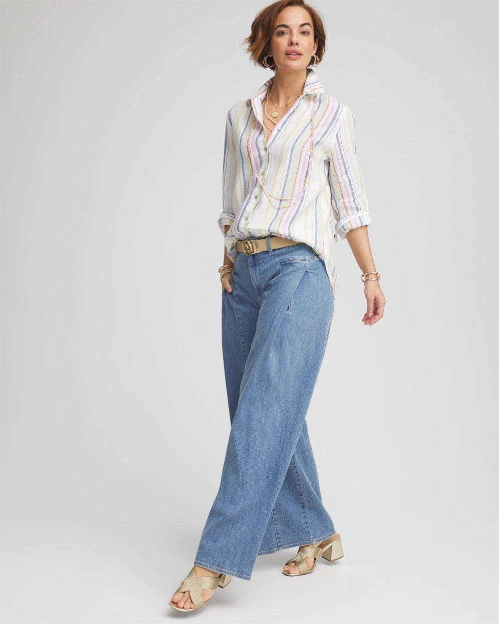 Chico's No Iron™ Multi Stripe Linen Shirt