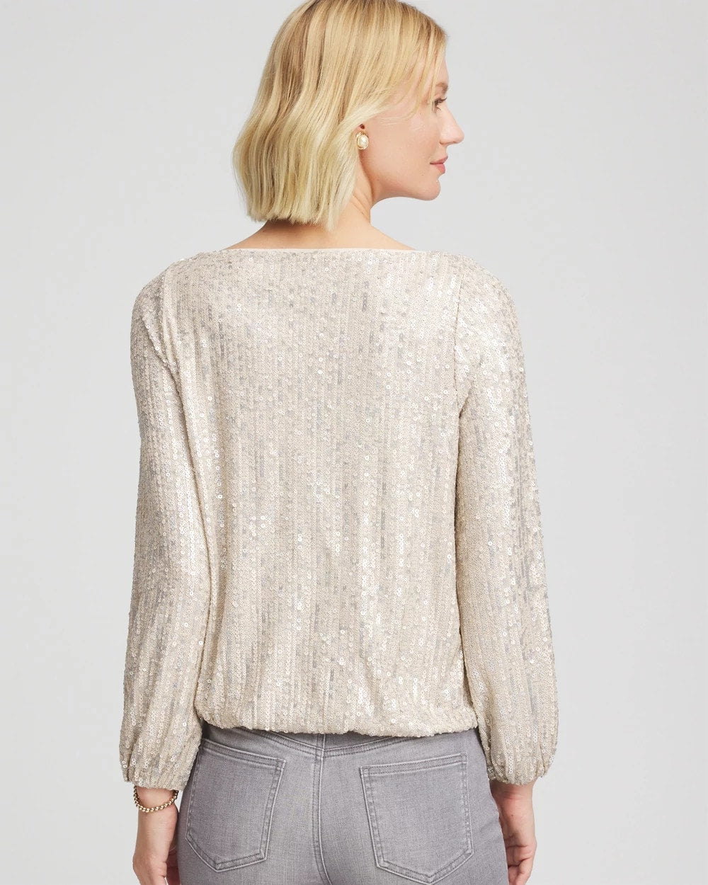 Chico's Drizzled Sequins Bubble-Hem Top