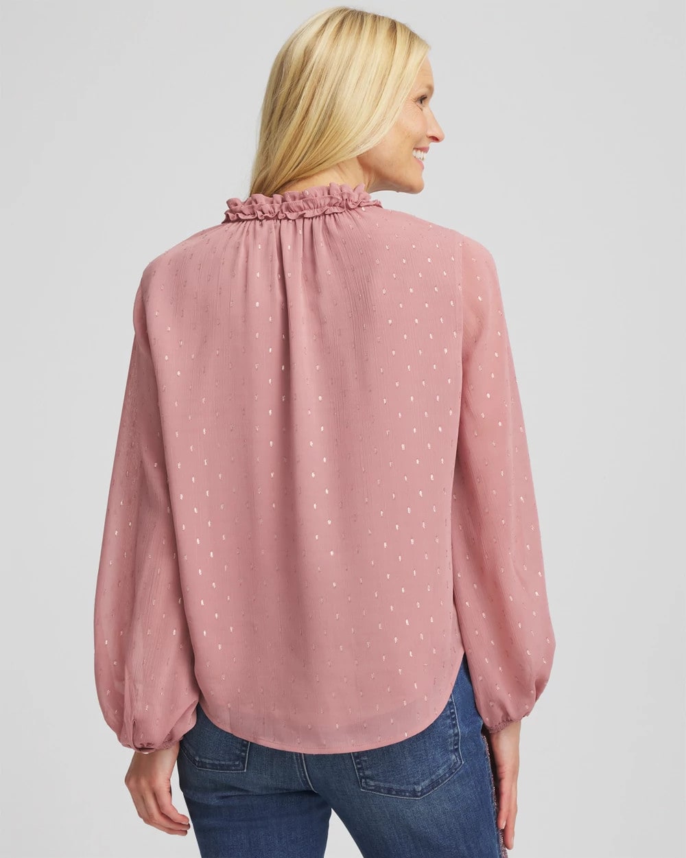Chico's Ruffleneck Lined Georgette Blouse