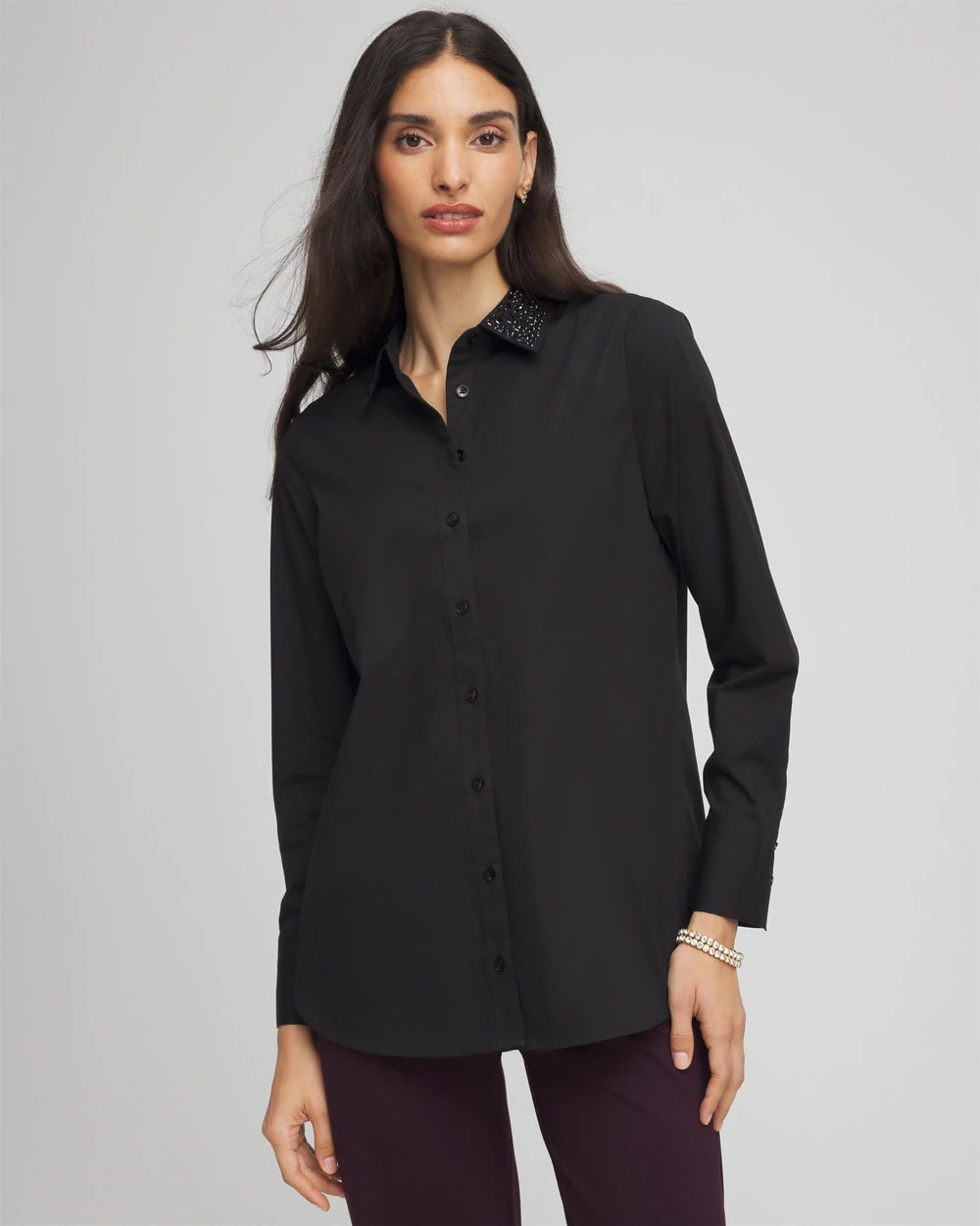 Chico's Tonal Jewels Poplin Shirt
