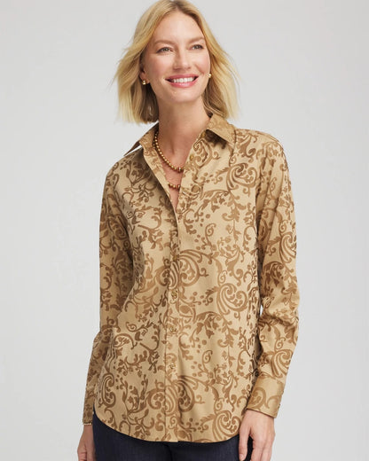 Chico's No Iron™ Jacquard Scrolls  Shirt