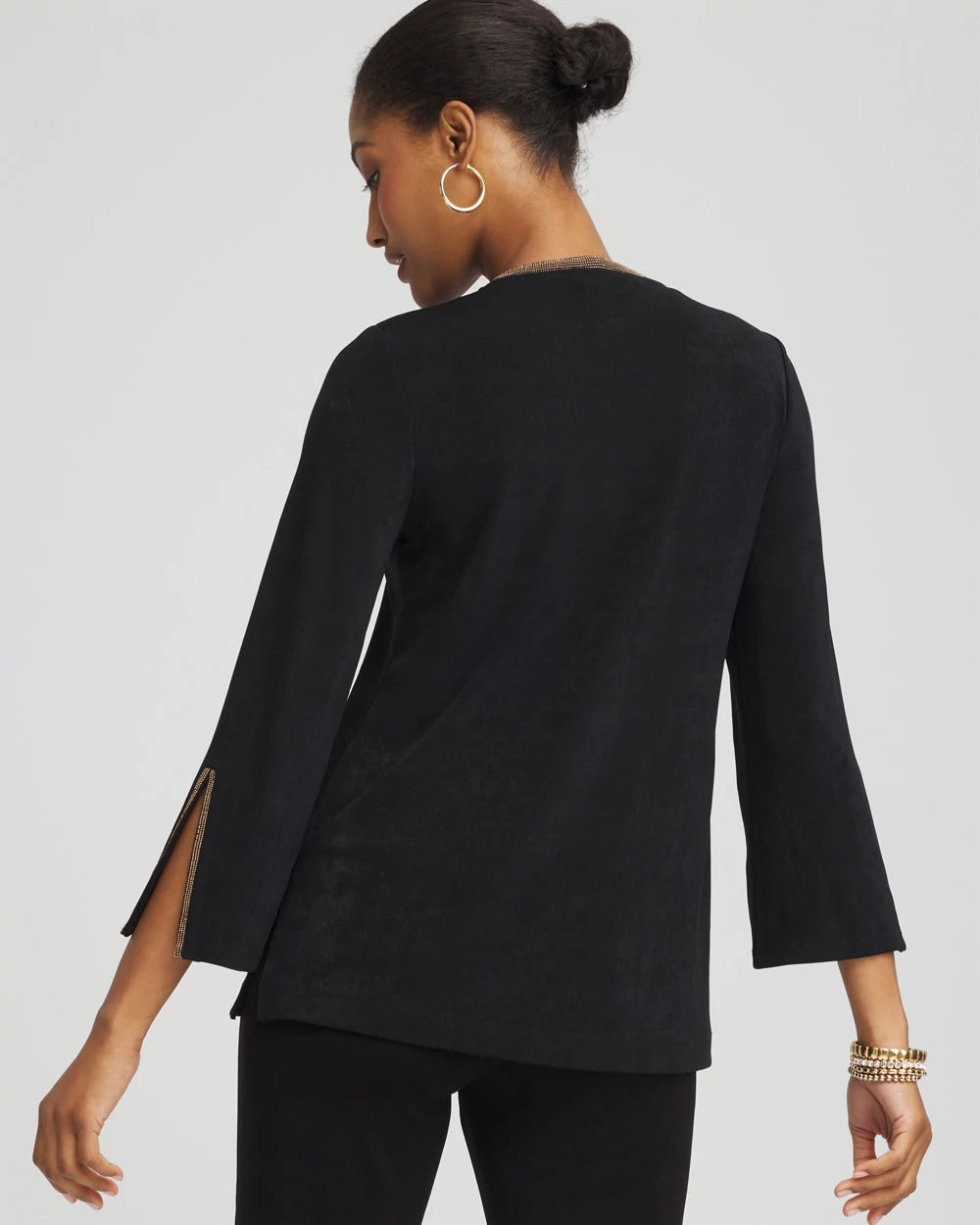 Chico's Travelers™ Embellished V-Neck Flutter Sleeve Tunic