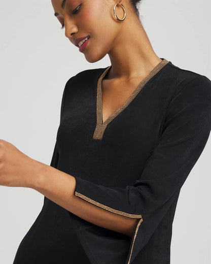 Chico's Travelers™ Embellished V-Neck Flutter Sleeve Tunic