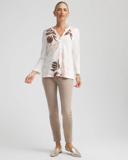 Chico's Slub Splitneck Henley Tee