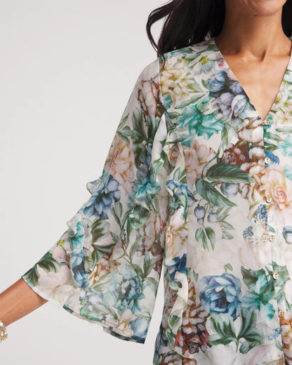 Chico's Georgette Ruffled V-Neck Blouse