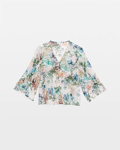 Chico's Georgette Ruffled V-Neck Blouse