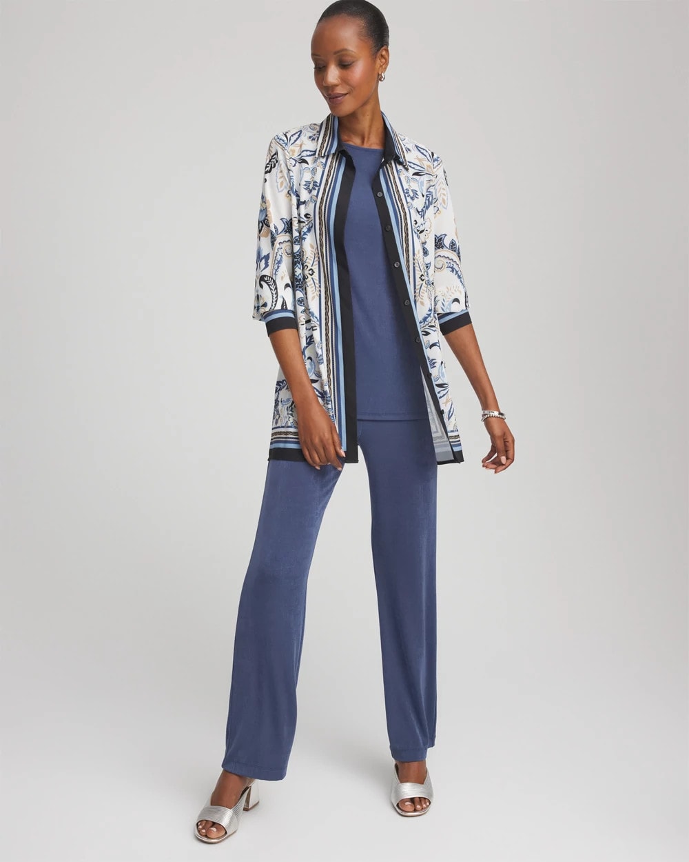 Chico's Travelers™ Collection Paisley Mesh Shirt Jacket