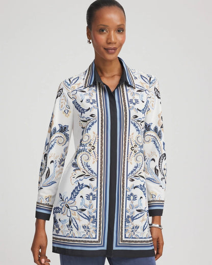 Chico's Travelers™ Collection Paisley Mesh Shirt Jacket