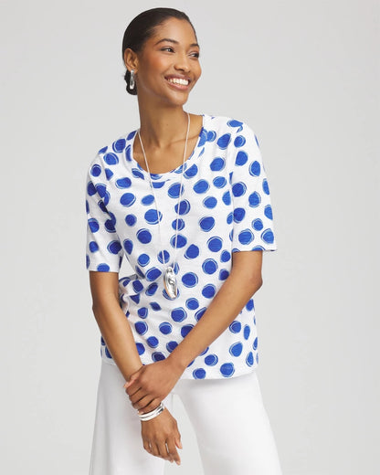 Chico's Polka-Dot Slub Short Sleeve Tee
