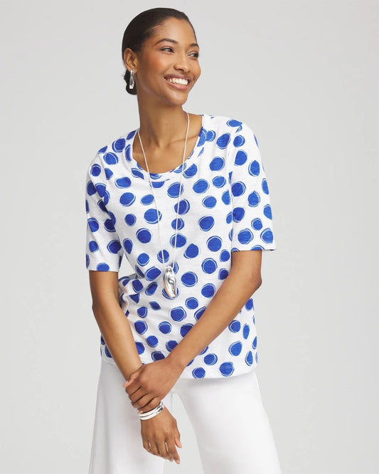 Chico's Polka-Dot Slub Short Sleeve Tee