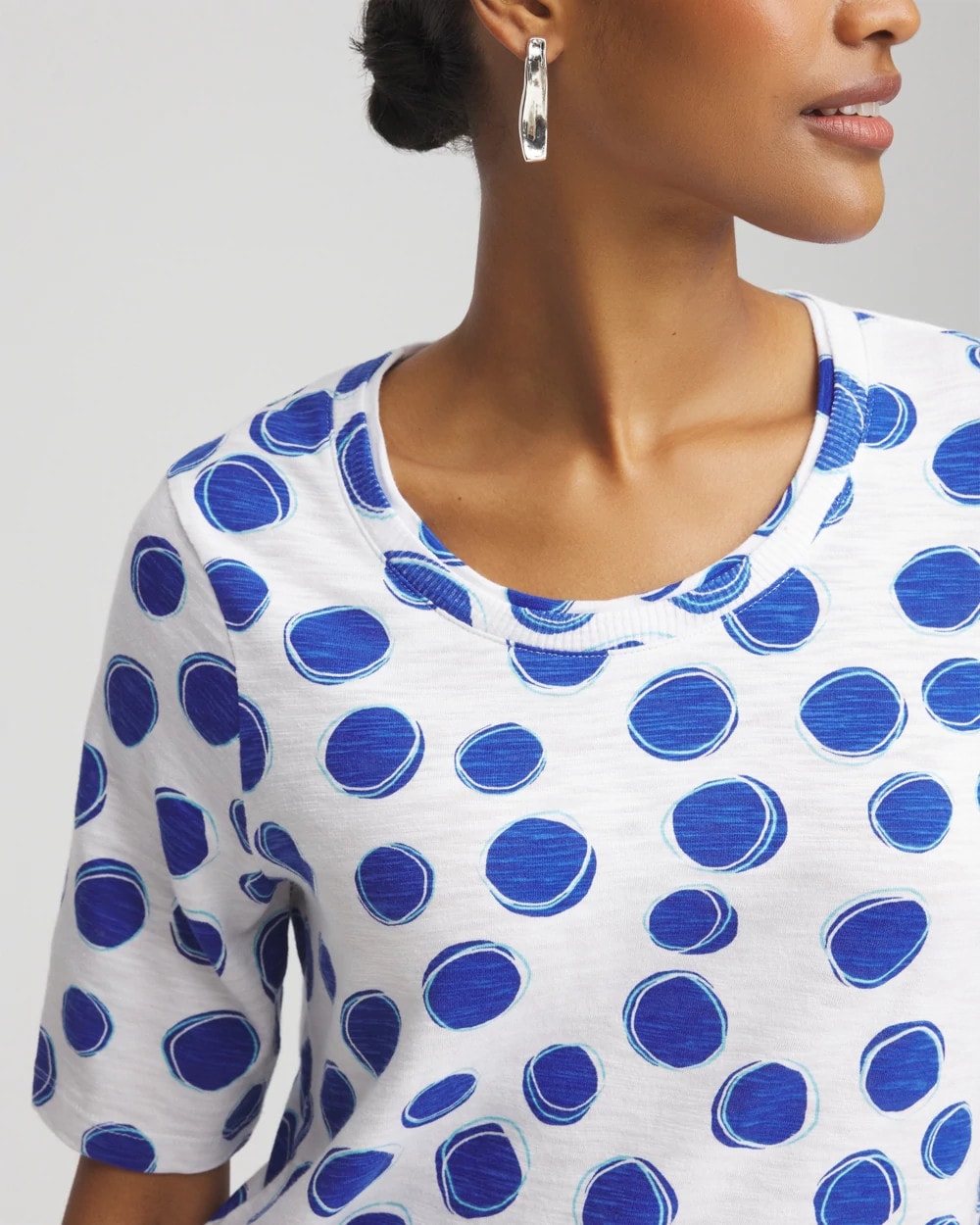 Chico's Polka-Dot Slub Short Sleeve Tee
