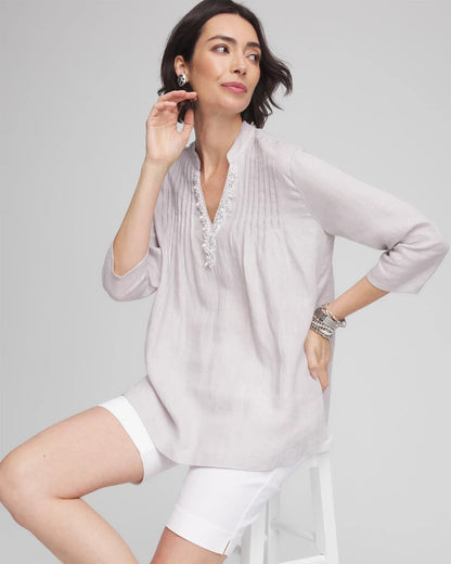Chico's Embellished Linen Kurta Tunic